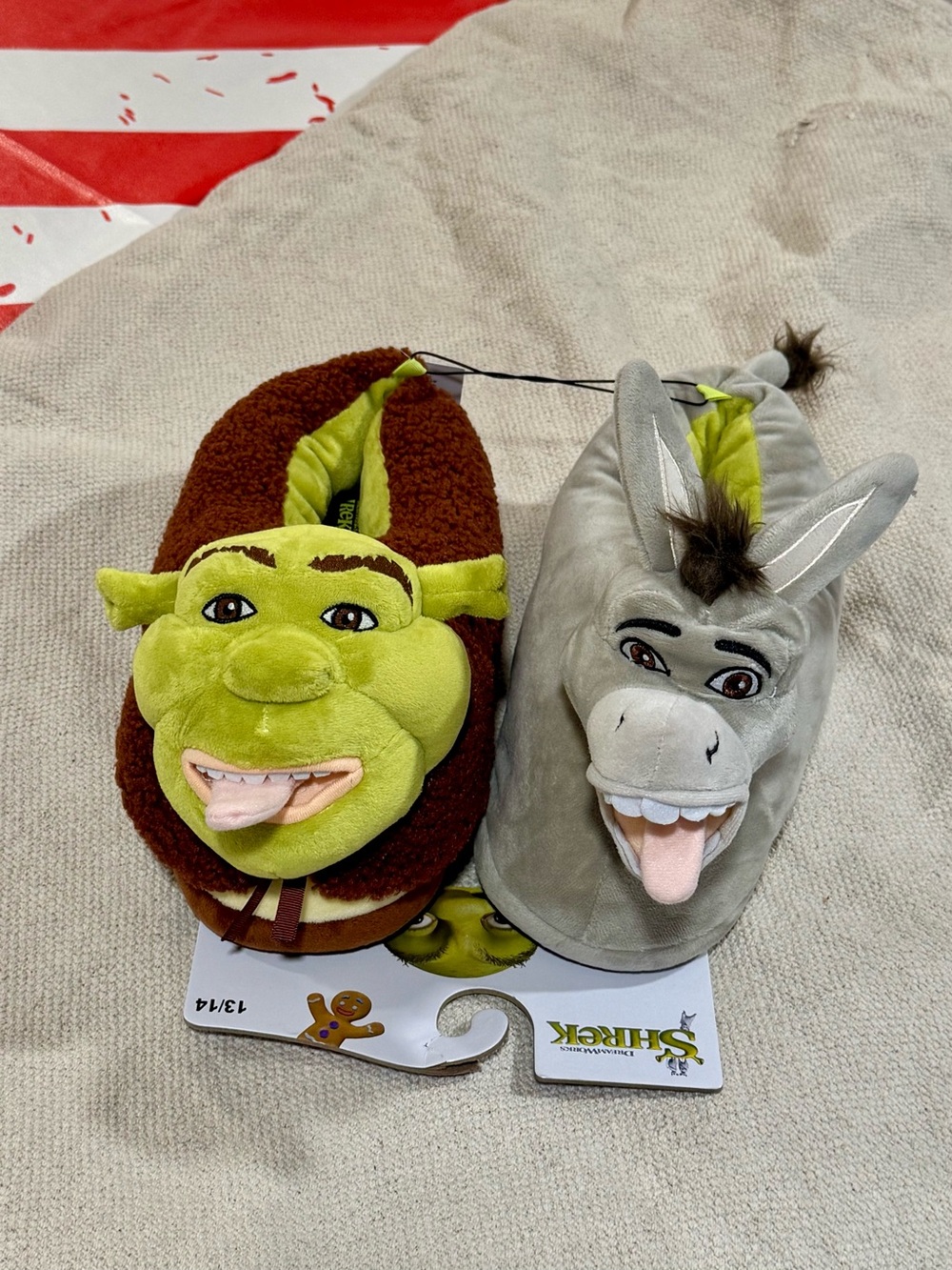 DreamWorks Shrek & Donkey Plush Slip-On Slippers BNWT Size 13/14